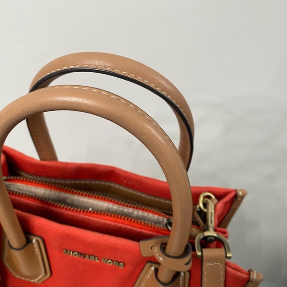 Michael Kors Mini Orange Canvas Tote With Strap - Picture 2 of 6